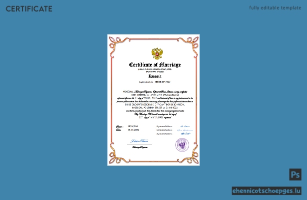 Russische Heiratsurkunde – Beispielansicht in Word und PDF